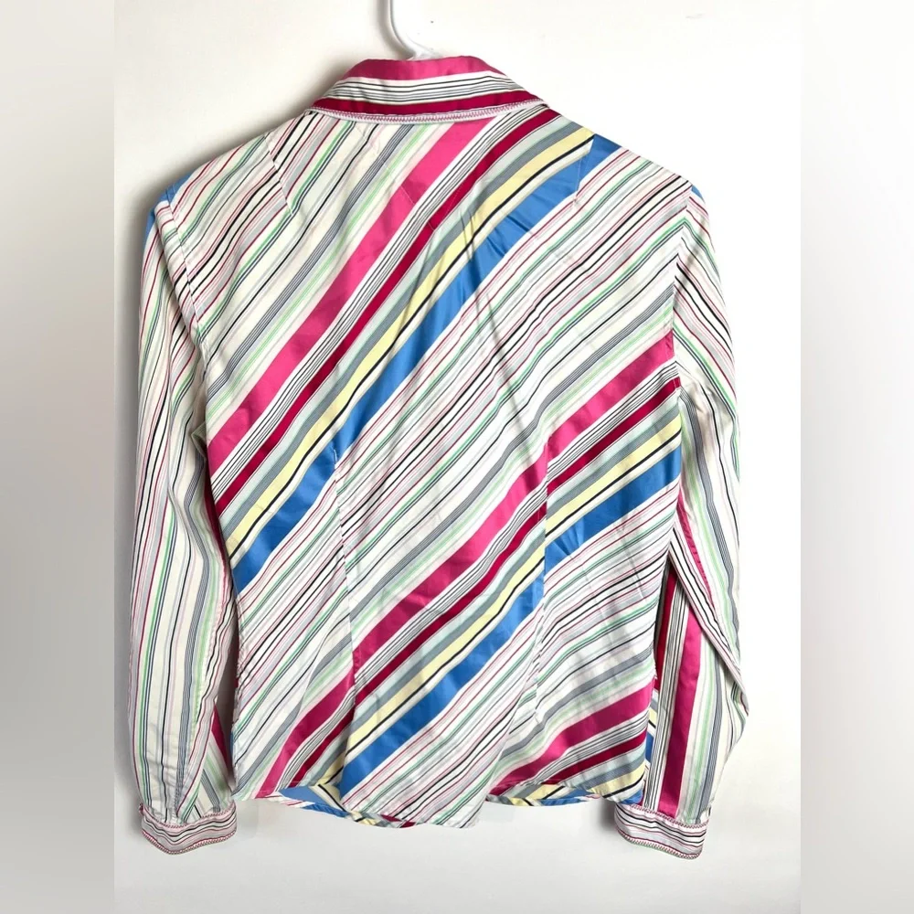 Vintage Tommy Hilfiger Women's‎ Y2K Striped Button Up Blouse Top Size Med 2004